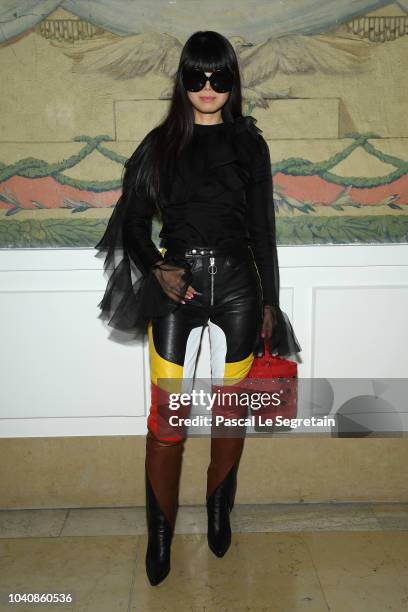 Leaf Greener attends the Rochas show as part of the Paris Fashion Week Womenswear Spring/Summer 2019 on September 26, 2018 in Paris, France.