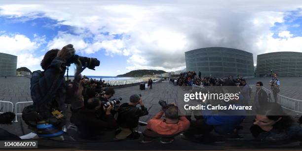 Claire Foy and Ryan Gosling are seen during 'First Man' photocall during 66th San Sebastian Film Festival at Kursaal on September 24, 2018 in San...