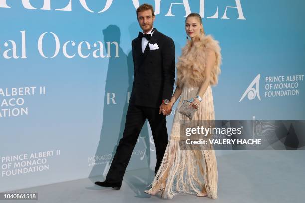 Pierre Casiraghi of Monaco and his wife Beatrice Casiraghi arrive at the 2nd Monte-Carlo Gala for the Global Ocean 2018 held in Monaco on September...