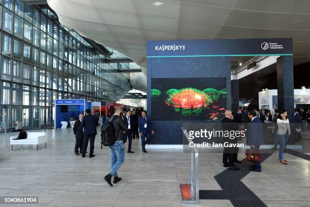 General view at Kaspersky Lab booth At Cybertech Europe 2018, the most significant conference and exhibition of cyber technologies and cyber security...