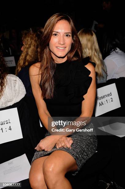 Zani Gugelmann attends the Herve Leger by Max Azria Spring 2011 fashion show during Mercedes-Benz Fashion Week at The Theater at Lincoln Center on...