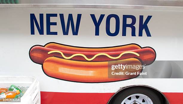 detail view of hotdog stand - hot dog stand stockfoto's en -beelden