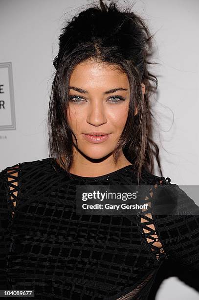 Actress Jessica Szohr attends the Herve Leger by Max Azria Spring 2011 fashion show during Mercedes-Benz Fashion Week at The Theater at Lincoln...