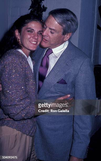 Actor Kevin McCarthy and wife Kate Crane attend the party for Ted Jewell on February 21, 1981 at Chasen's Restaurant in Beverly Hills, California.