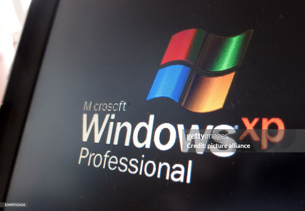 The logo of operating system Windows XP Professional is on display on ...