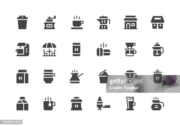 coffee - glyph icons - moka pot stock illustrations