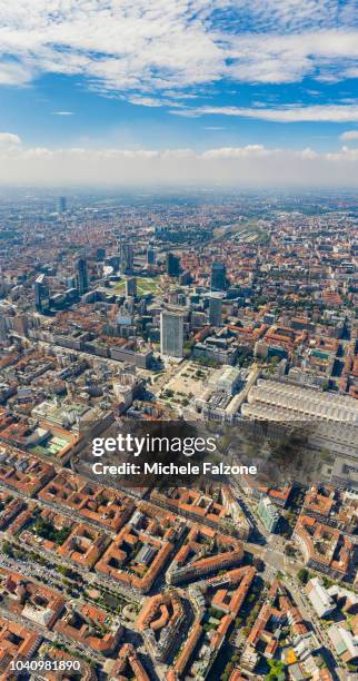 italy, milan, central railway station area - milan aerial stock pictures, royalty-free photos & images