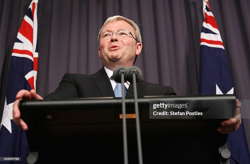 Minister Kevin Rudd Foreign Minister Kevin Rudd speaks to the media about his upcoming ...