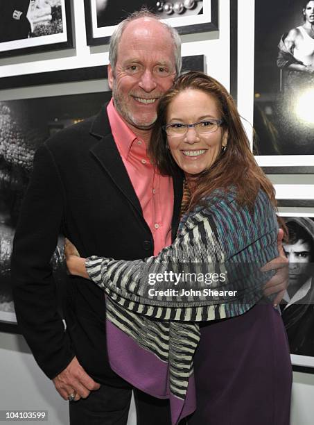 Greg Gorman and Diane Lane attend Greg Gorman's "A Distinct Vision 1970-2010" gallery opening hosted by Grey Goose at Pacific Design Center on...