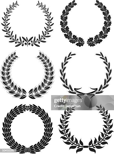laurel wreaths - oak leaf stock illustrations
