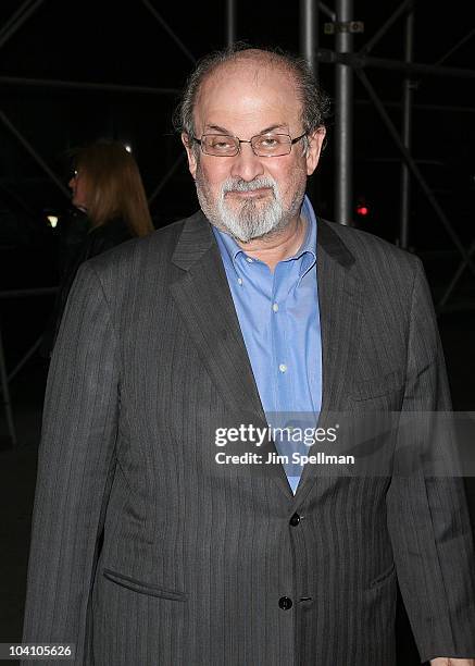 Writer Salman Rushdie attends the Cinema Society and BlackBerry Torch screening of "You Will Meet a Tall Dark Stranger" at MOMA on September 14, 2010...