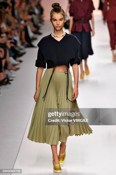 Model walks the runway at the Fendi Ready to Wear fashion show during Milan Fashion Week Spring/Summer 2019 on September 20, 2018 in Milan, Italy.