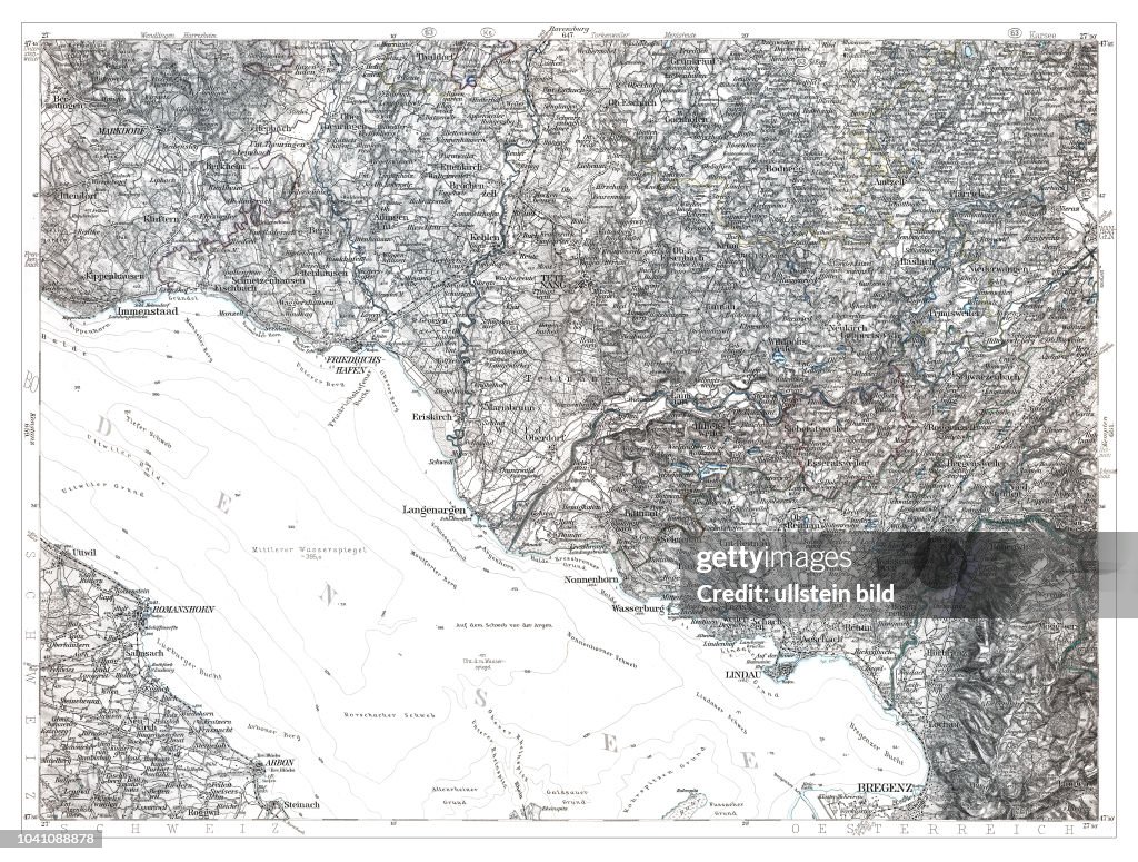 Lindau-Bodensee 1893, aus: Karte des Deutschen Reiches in 660 Einzelblättern im Maßstab 1:100.000, hrsg. vom Reichsamt für Landesaufnahme, Berlin 1893