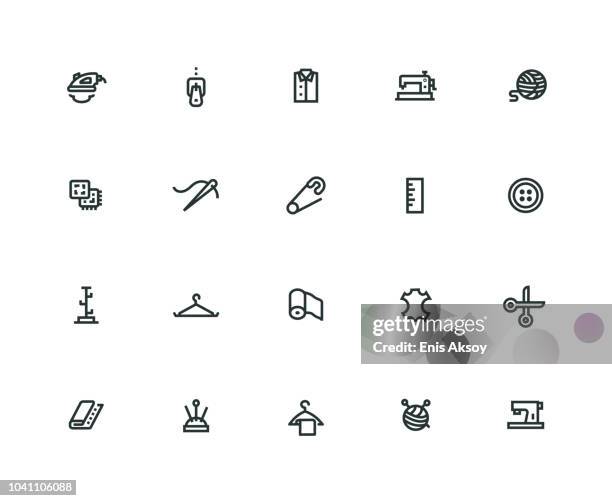 ilustrações de stock, clip art, desenhos animados e ícones de sewing icon set - thick line series - novelo lã
