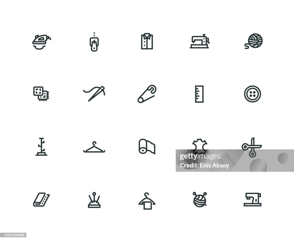 Sewing Icon Set - Thick Line Series