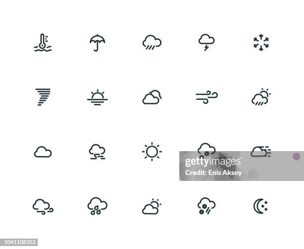 weather icon set - thick line series - weather forecast stock illustrations