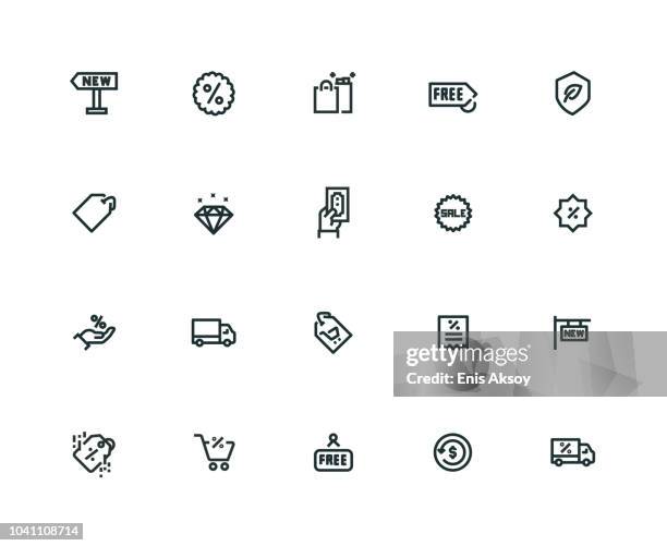shopping icon set - thick line series - price list stock illustrations