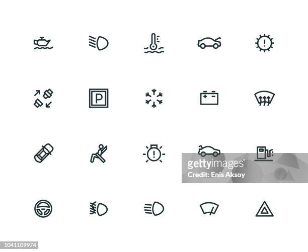 car dashboard icon set - thick line series - frost stock illustrations