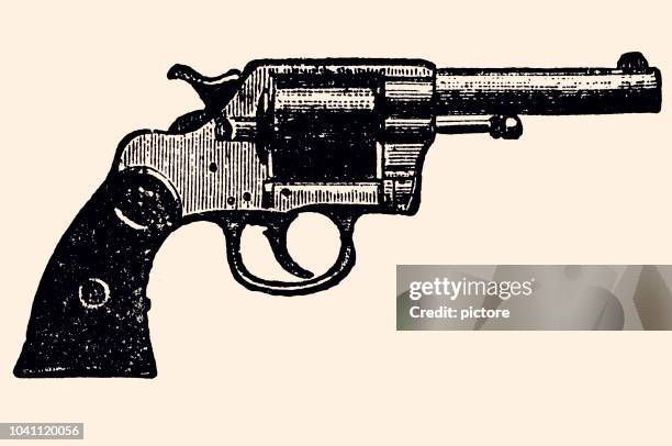 navy revolver - handgun illustration stock illustrations