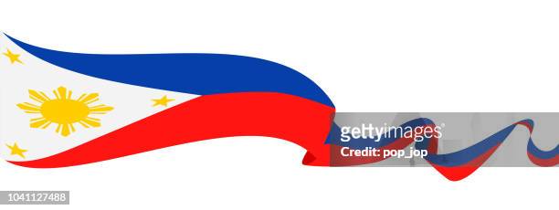 philippines - ribbon flag vector flat icon - philippines national flag stock illustrations