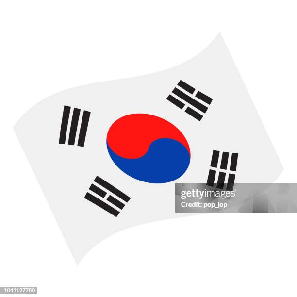 韓國揮舞旗幟向量平圖示 - south korea 幅插畫檔、美工圖案、卡通及圖標