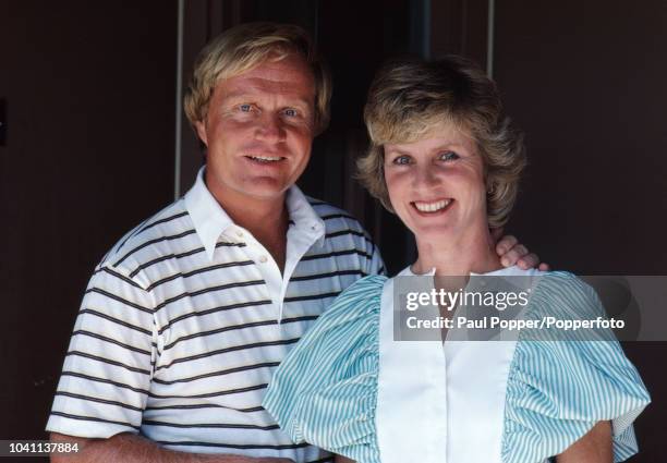 American professional golfer Jack Nicklaus posed with his wife Barbara during a photocall in Florida, United States in February 1983.