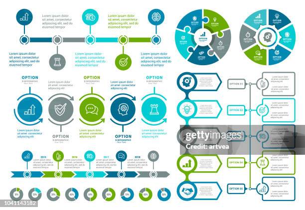 ilustrações, clipart, desenhos animados e ícones de elementos para infográficos  - cronologia auxiliar visual