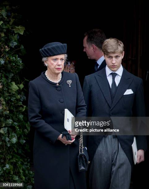 Princess Benedikte, Prince Gustav and Count Richard attend the funeral service of Prince Richard zu Sayn-Wittgenstein-Berleburg at the Evangelische...