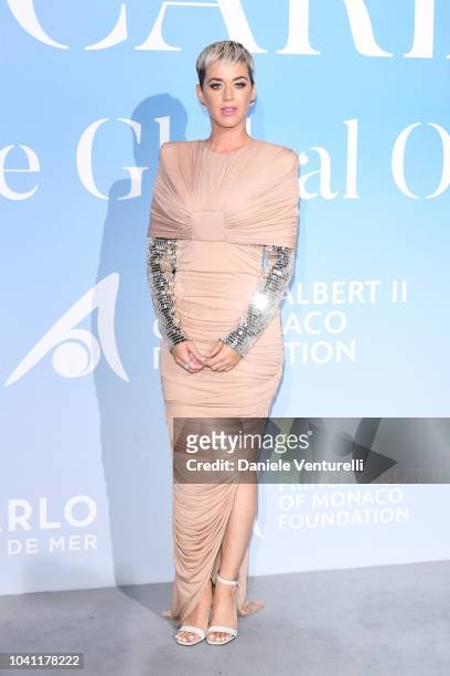 Katy Perry attends the Gala for the Global Ocean hosted by H.S.H. Prince Albert II of Monaco at Opera of Monte-Carlo on September 26, 2018 in...