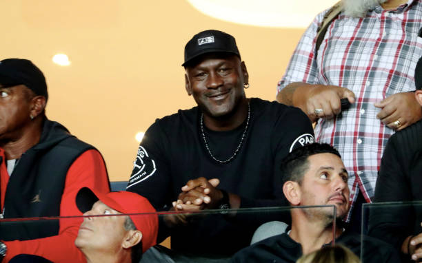 Michael Jordan attends during the French Ligue 1 match between Paris Saint Germain and Stade Reims on September 26, 2018 in Paris, France.