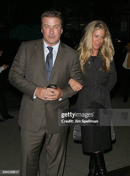 Actor Alec Baldwin and guest attend the Cinema Society and BlackBerry Torch screening of "You Will Meet a Tall Dark Stranger" at MOMA on September...