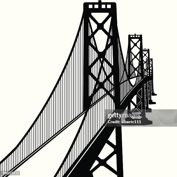 stockillustraties, clipart, cartoons en iconen met greater bay bridge - san francisco oakland bay bridge