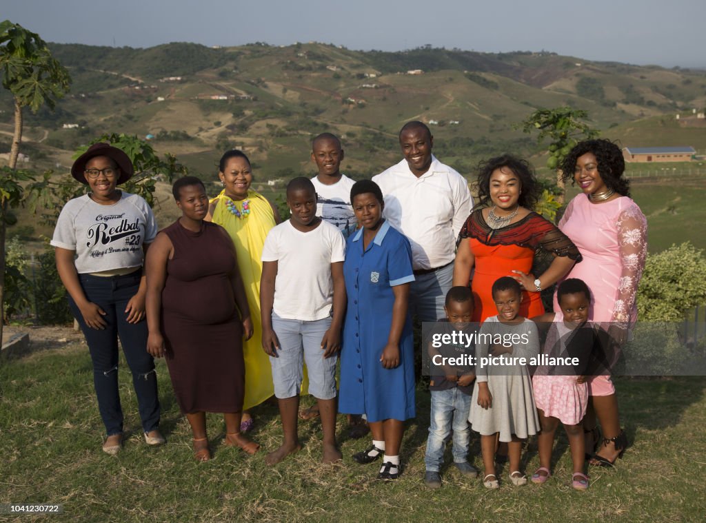 Isithembu South African entrepreneur Musa Mseleku and his family, photographed ...