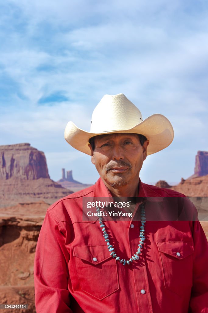 Portrait of Western Cowboy Native American at Monument Valley Tribal Park