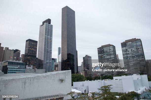 The skyscrapers of the Trump World Tower across from the United Nations as seen on 25 Septemebr 2015 in New York, United States. The building is 262...