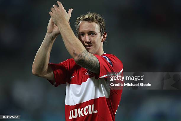 Aiden McGeady of Spartak after his sides 1-0 victory during the UEFA Champions League Group F match between Olympique Marseille and Spartak Moscow at...