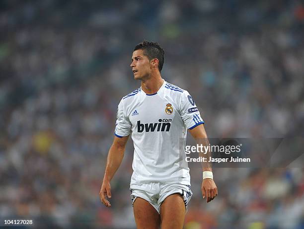Cristiano Ronaldo of Real Madrid reacts after failing to score during the UEFA Champions League group G match between Real Madrid and Ajax at the...