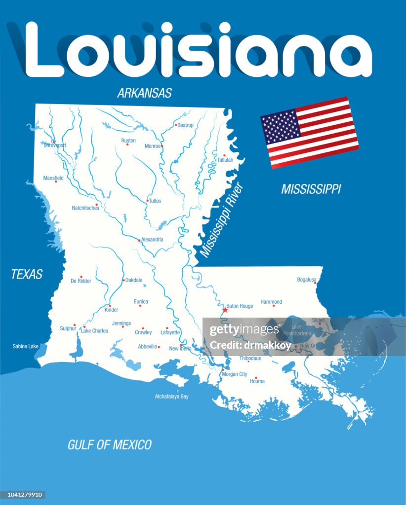 Cartoon Map of LOUISIANA