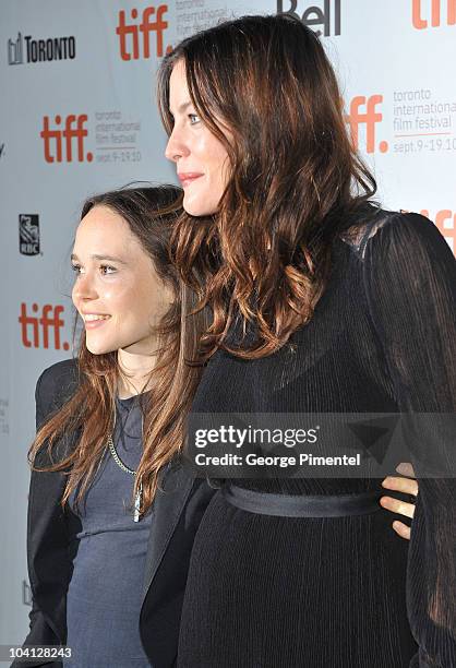 Actresses Ellen Page and Liv Tyler arrive at the "Super" Premiere held at Ryerson Theatre during the 35th Toronto International Film Festival on...