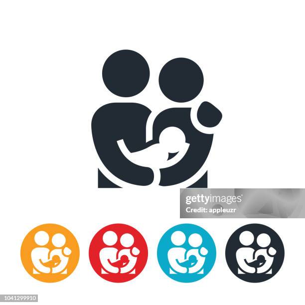 parents holding newborn baby icon - mother icon stock illustrations