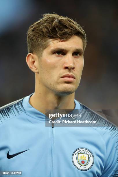 John Stones of Manchester City in action during the Group F match of the UEFA Champions League between Manchester City and Olympique Lyonnais at...