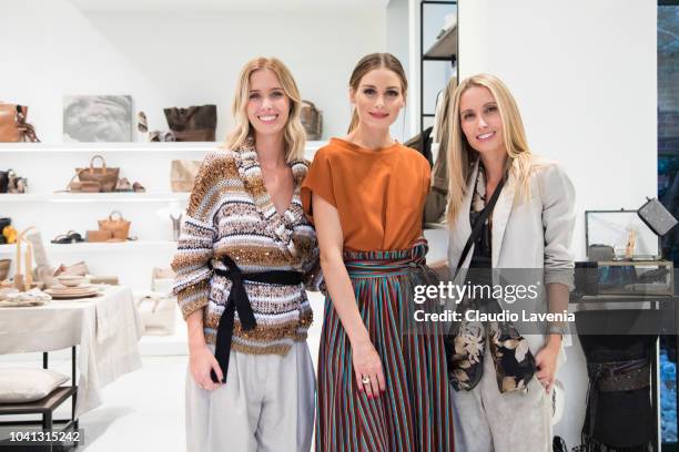 Carolina Cucinelli, Olivia Palermo and Camilla Cucinelli are seen at the Brunello Cucinelli presentation during Milan Fashion Week Spring/Summer 2019...