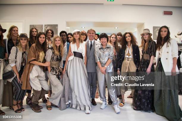 Brunello Cucinelli, Angelica Cheung and models are seen at the Brunello Cucinelli presentation during Milan Fashion Week Spring/Summer 2019 on...