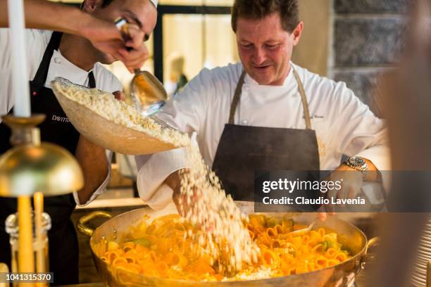 Show cooking during Brunello Cucinelli presentation during Milan Fashion Week Spring/Summer 2019 on September 19, 2018 in Milan, Italy.