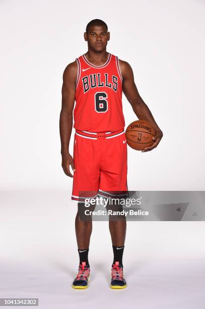 Cristiano Felicio of the Chicago Bulls poses for a portrait at media day on September 24, 2018 at the United Center in Chicago, Illinois. NOTE TO...