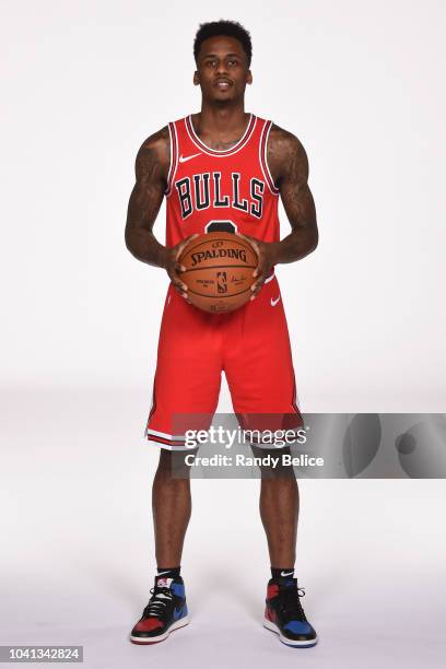 Antonio Blakeney of the Chicago Bulls poses for a portrait at media day on September 24, 2018 at the United Center in Chicago, Illinois. NOTE TO...