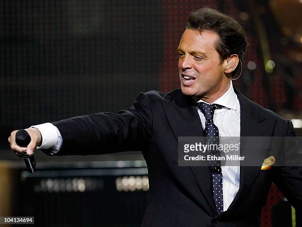 Singer Luis Miguel performs during the first of four sold-out shows at The Colosseum at Caesars Palace September 15, 2010 in Las Vegas, Nevada....