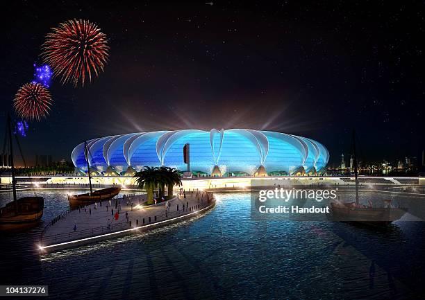 In this handout image supplied by Qatar 2022 The Doha Port stadium is pictured in this artists impression as Qatar 2022 World Cup bid unveils it's...