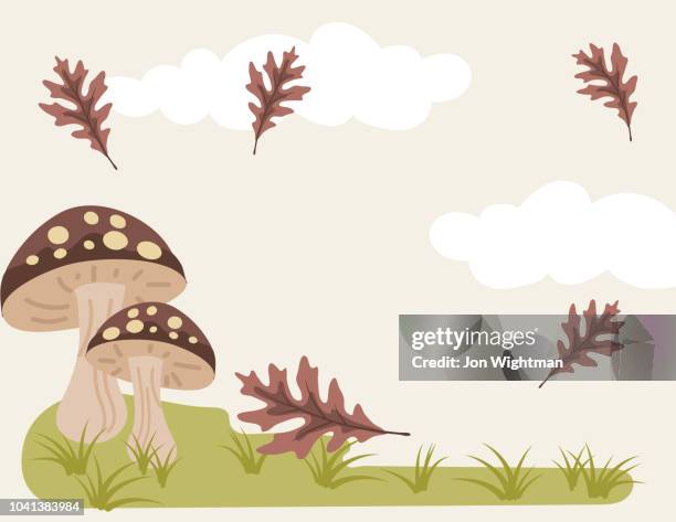 cartoon mushroom background - toadstool stock illustrations