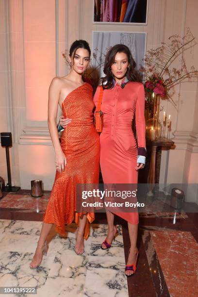 Kendall Jenner and Bella Hadid attend the YouTube cocktail party during Paris Fashion Week on September 26, 2018 in Paris, France.